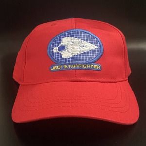 Vintage 2002 Star Wars Jedi Starfighter Delta 7 Snapback Youth Baseball Cap Red